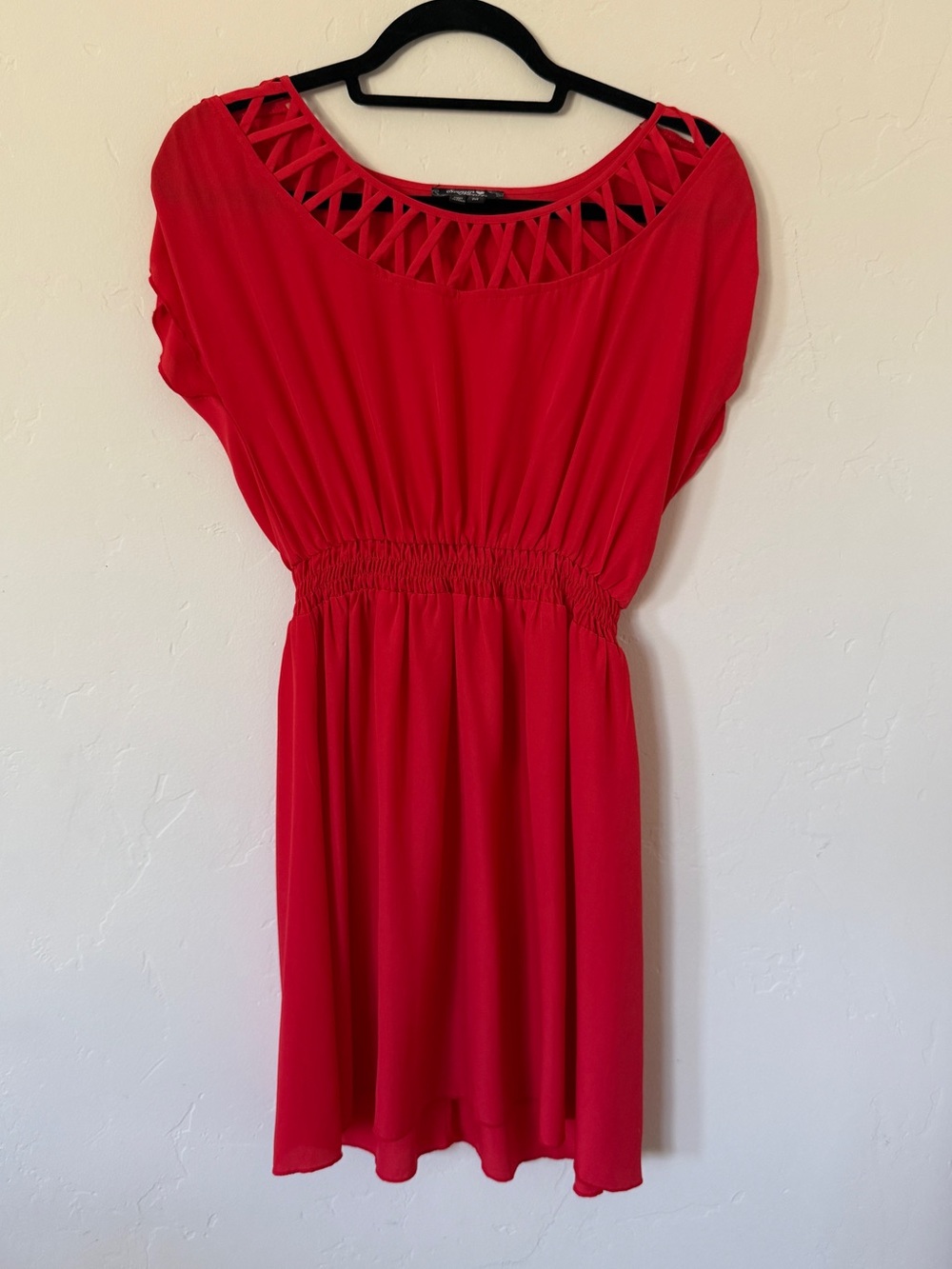 Sequin Hearts Red Cross Detail Neck Mini Dress